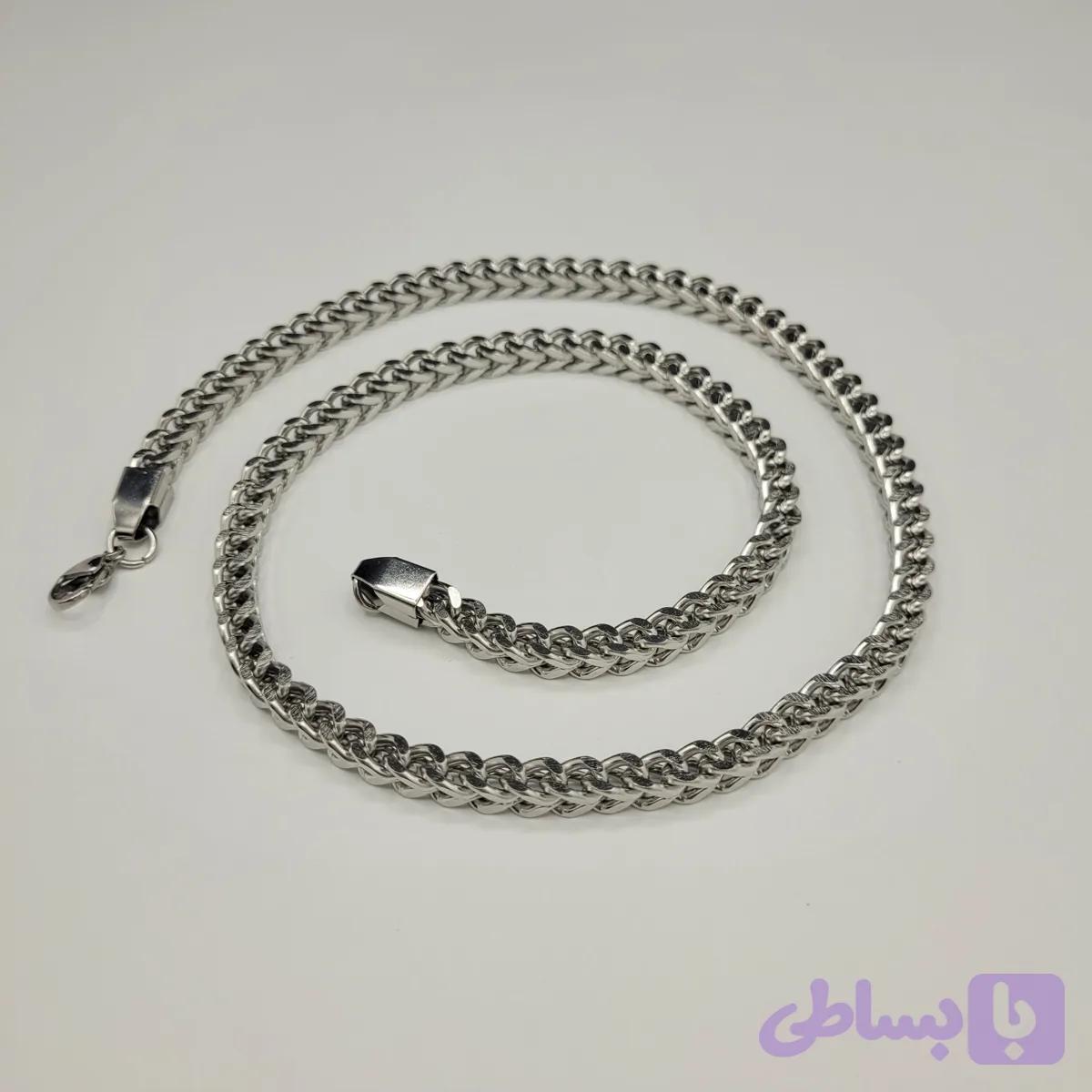 زنجیر مردانه فرانکو (میرو) نقره ای استیل 60 سانت عرض 6 میل کد 5591 — تصویر 1