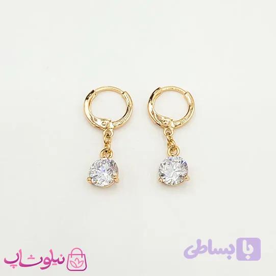 گوشواره آویز دخترانه ژوپینگ تک نگین کد 1991 — تصویر 1