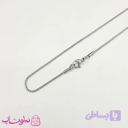 زنجیر گردنبند زنانه استیل نقره ای کد 741