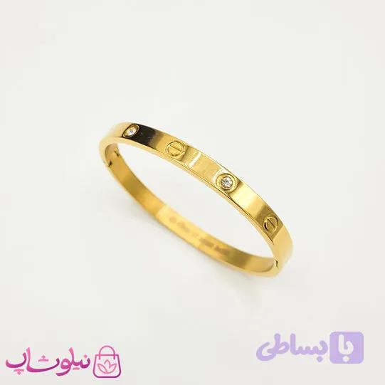 دستبند زنانه مدل کارتیه لاو طلایی نگیندار کد 83 — تصویر 1