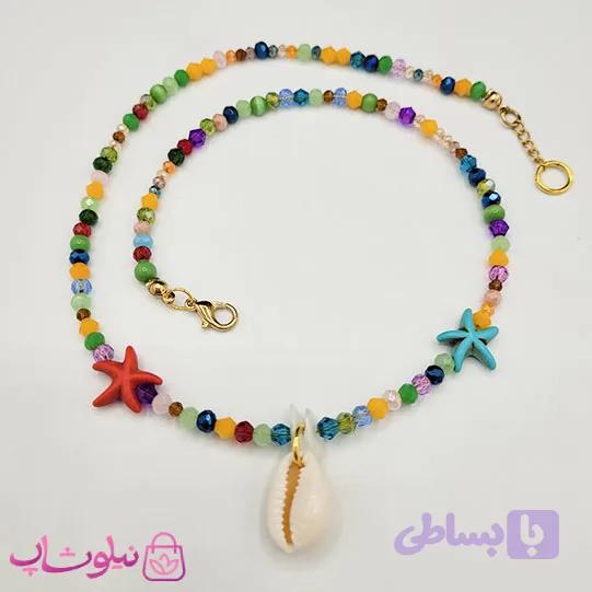 گردنبند زنانه دستساز برند N&SH با کریستال های رنگی مدل دریایی کد 120 — تصویر 1