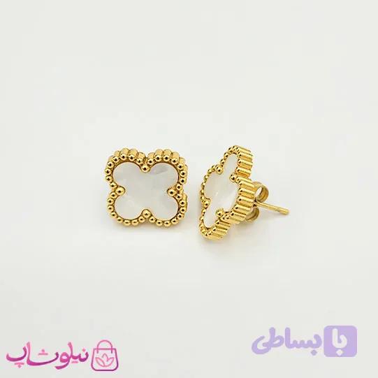 گوشواره میخی زنانه ونکلیف سفید کد 89 — تصویر 1