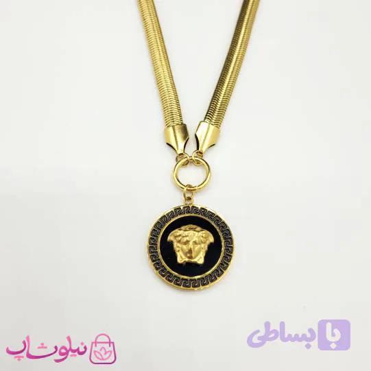 گردنبند زنانه ورساچه مشکی با زنجیر هرینگبون کد 330