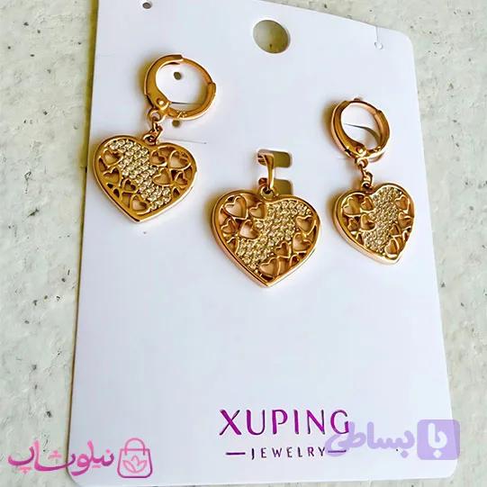 نیم ست زنانه ژوپینگ مدل قلبی طرحدار طلایی رنگ کد 5991