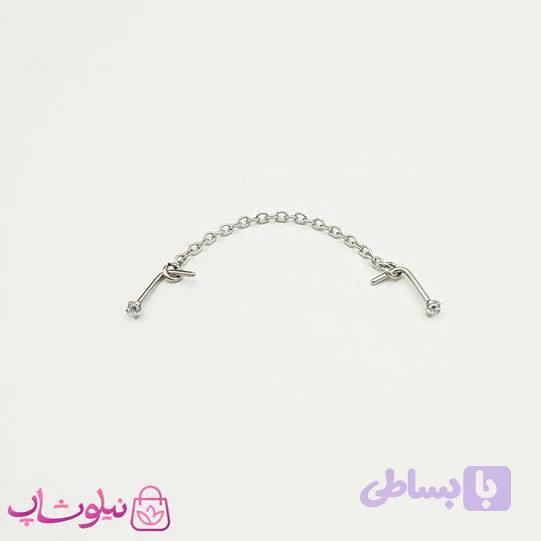 پیرسینگ بینی زنجیردار نقره ای کد 891