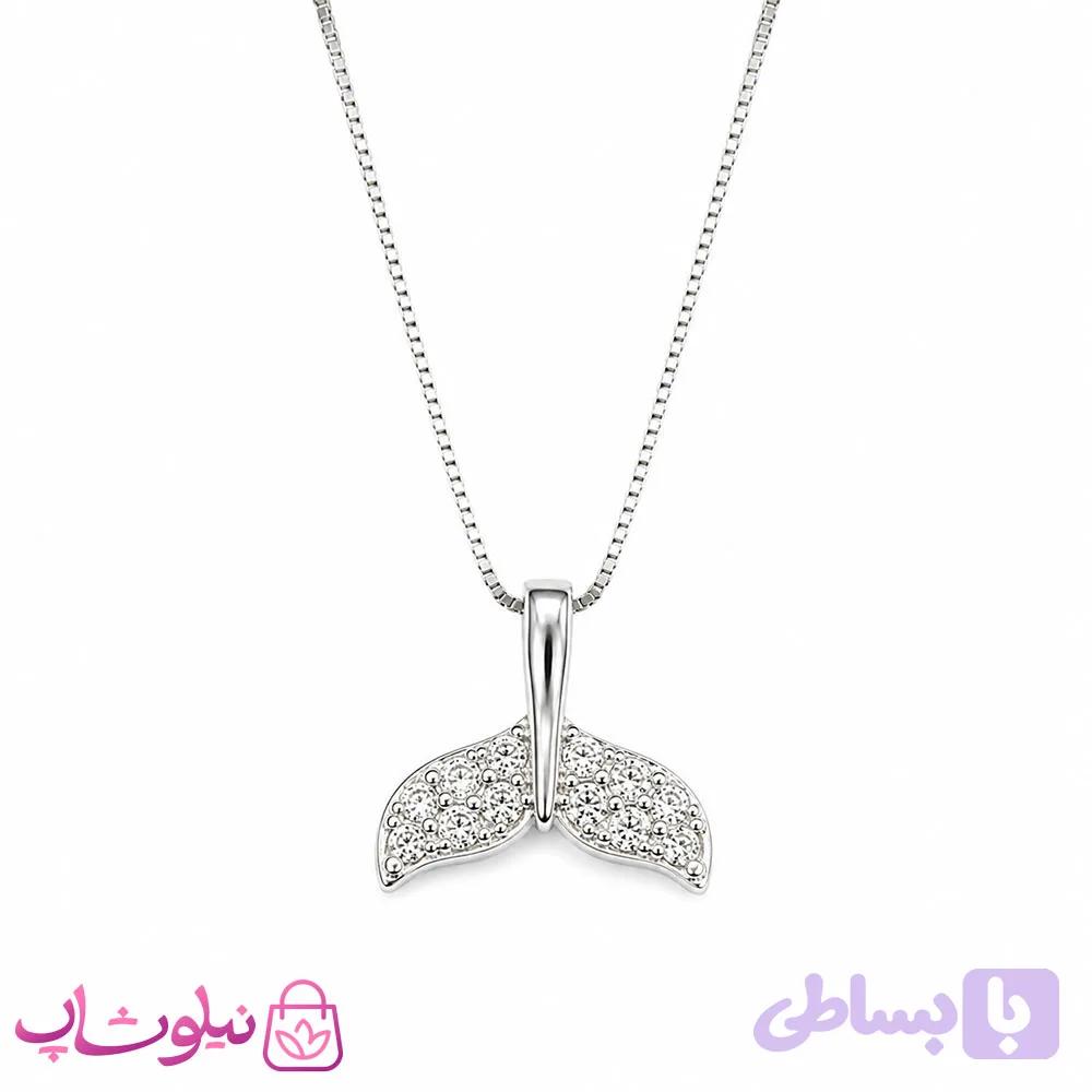 گردنبند زنانه نقره ظریف وارداتی عیار 925 مدل دم وال تک وزن 1/760 گرم — تصویر 1
