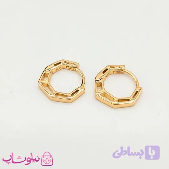 گوشواره حلقه ای ژوپینگ طرح شش ضلعی کد 741 — تصویر 1