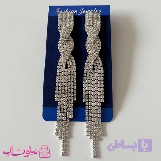 گوشواره آویز بلند زنانه مجلسی و براق کد 2491