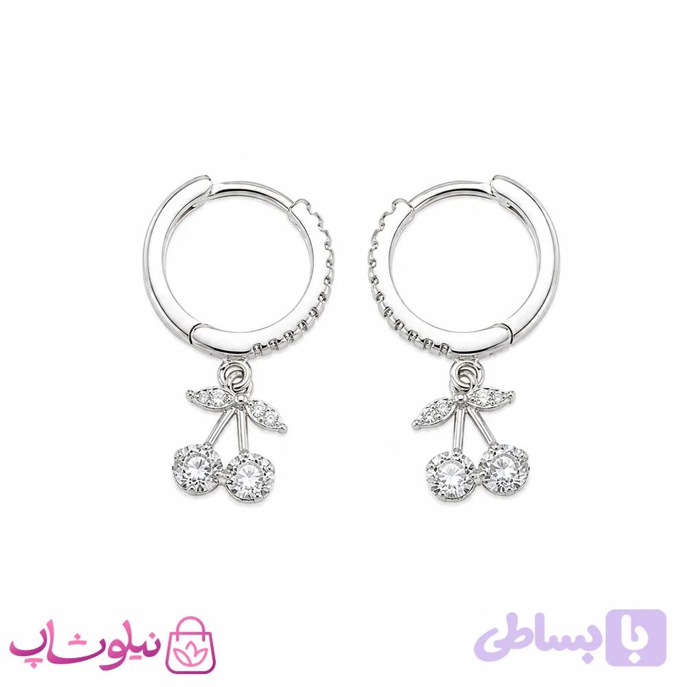 گوشواره زنانه نقره وارداتی عیار 925 مدل گیلاس وزن 2/670 گرم — تصویر 1