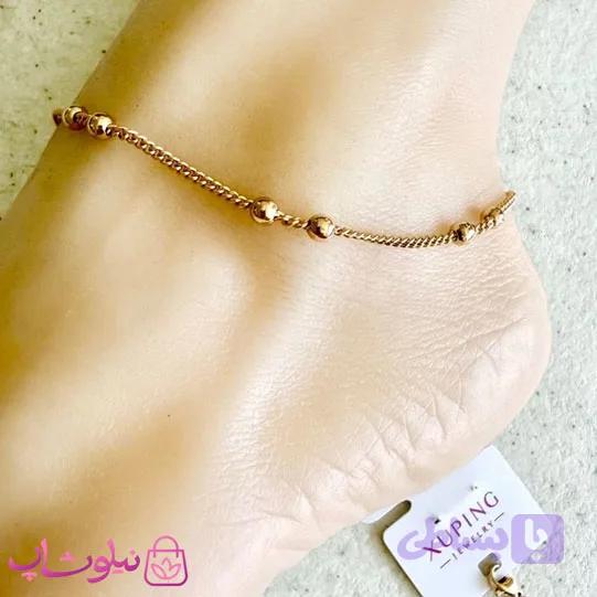 پابند زنانه ژوپینگ مدل توپی دوبل طلایی رنگ کد 470
