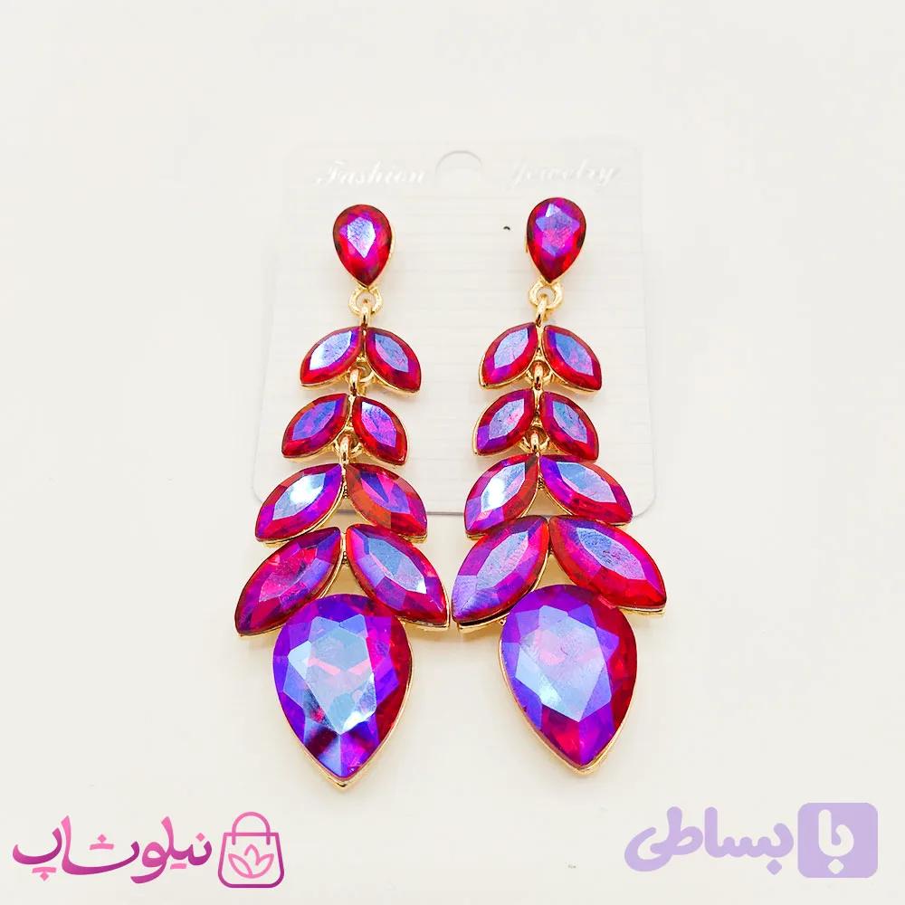 گوشواره زنانه زارا بنفش هفت رنگ