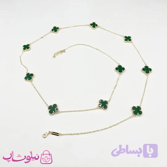 گردنبند رولباسی زنانه ونکلیف یشمی آبکاری طلا کیفیت مستر کد 470
