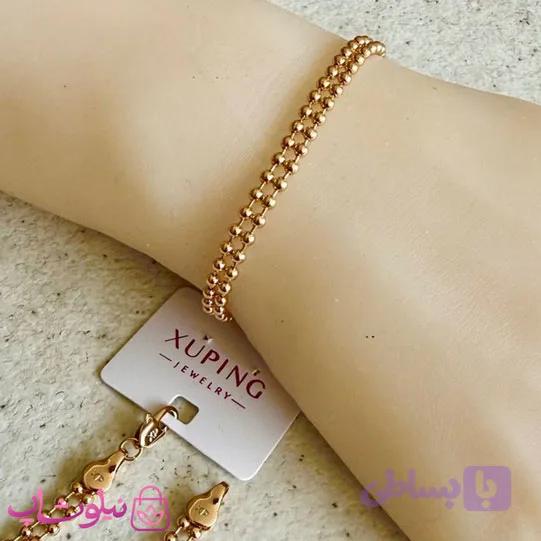 دستبند زنانه ژوپینگ مدل توپی دو لاین طول 19 سانت کد 3991