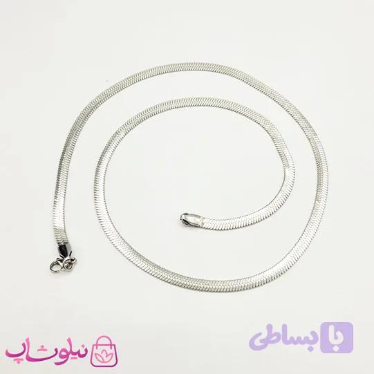 زنجیر مردانه هرینگبون مدل نقره ای استیل 60 سانت 4 میل کد 220 — تصویر 1