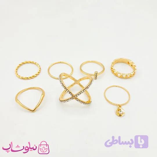 پک انگشتر دخترانه 7 عددی طلایی