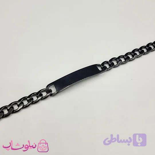 دستبند مردانه مدل کارتیه پلاک دار مشکی رنگ کد 2891 — تصویر 1