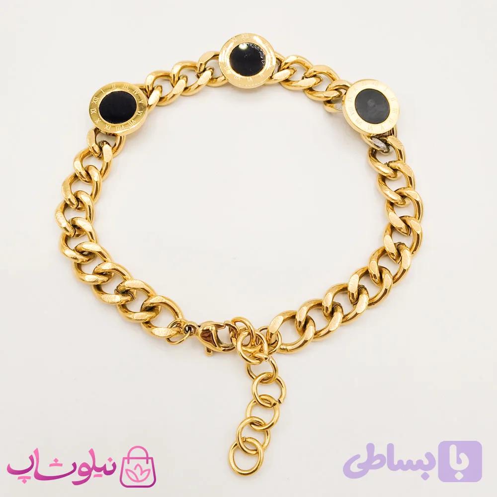 دستبند زنانه استیل طرح بولگاری طلایی — تصویر 1