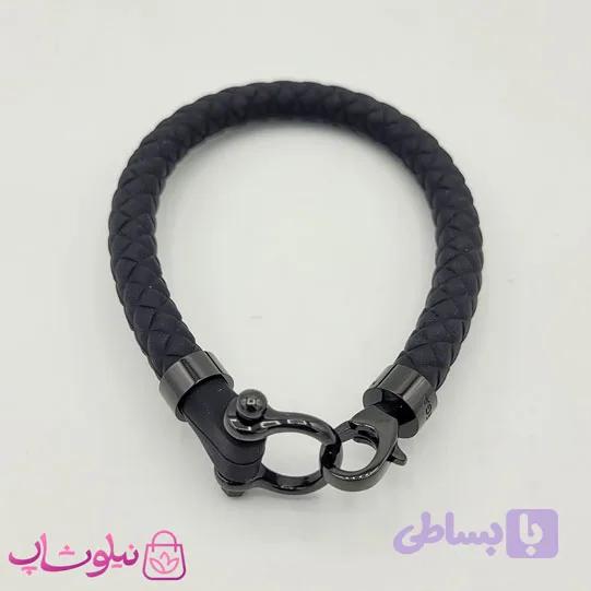 دستبند امگا رابر مشکی قفل مشکی مردانه زنانه کیفیت مستر کد 1400 — تصویر 1