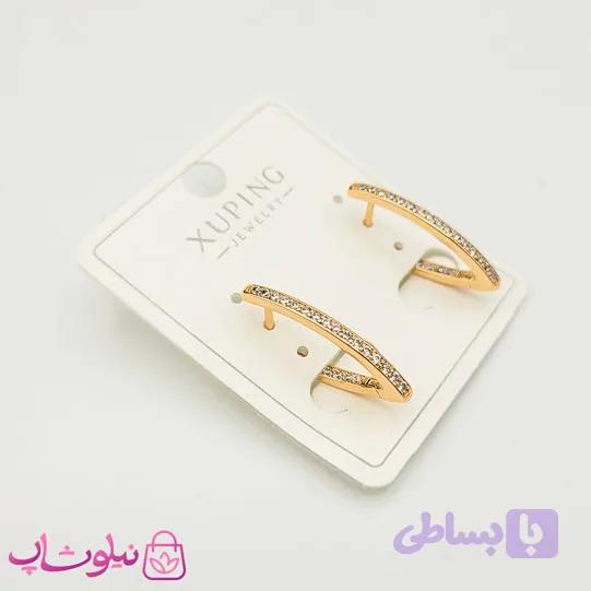 گوشواره زنانه ژوپینگ نگین دار کد 1090 — تصویر 1