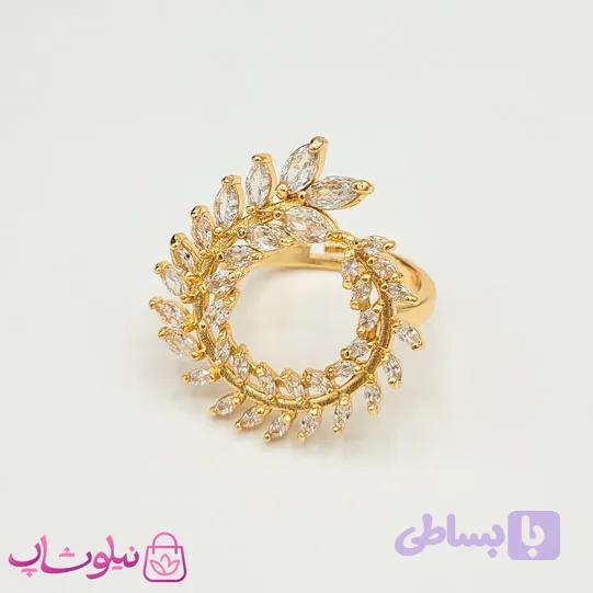 انگشتر زنانه YSX مجلسی نگیندار طلایی — تصویر 1