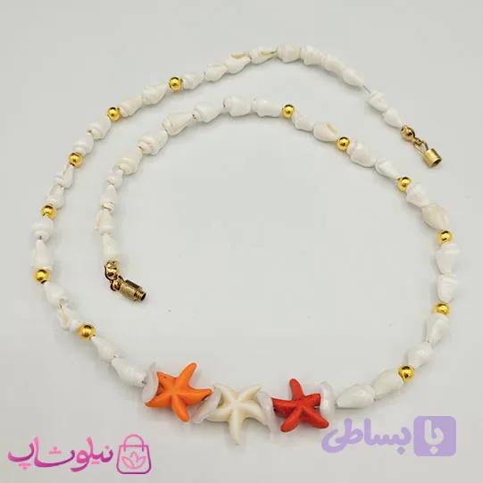گردنبند زنانه دستساز برند N&SH مدل صدف دریایی سفید کد 150