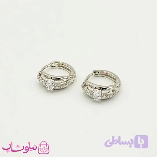 گوشواره حلقه ای دخترانه ژوپینگ کوچک نگیندار کد 623 — تصویر 1