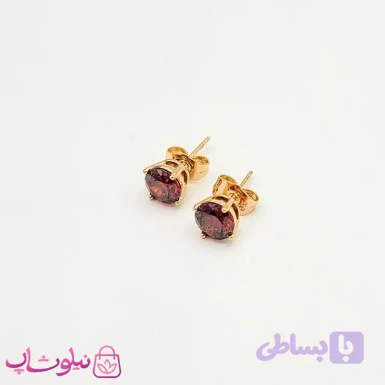 گوشواره میخی ژوپینگ نگین قرمز کد 1199 — تصویر 1