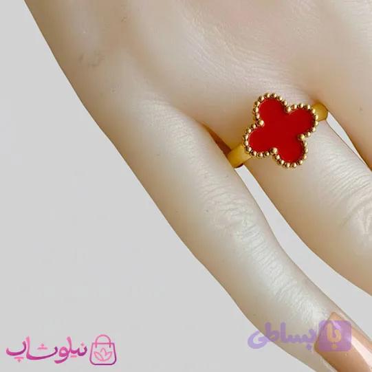 انگشتر زنانه مدل ونکلیف قرمز فری سایز کد 1291