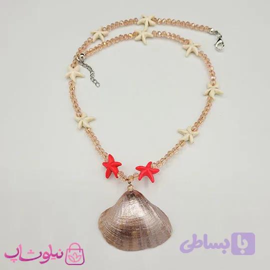 گردنبند زنانه دستساز برند N&SH مدل صدف صورتی روشن کد 150 — تصویر 1