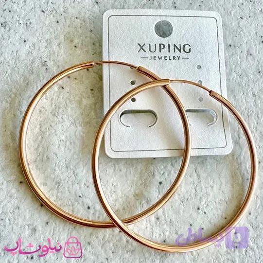 گوشواره حلقه ای ساده ژوپینگ طلایی رنگ مدل قفل مخفی – در قطرهای مختلف