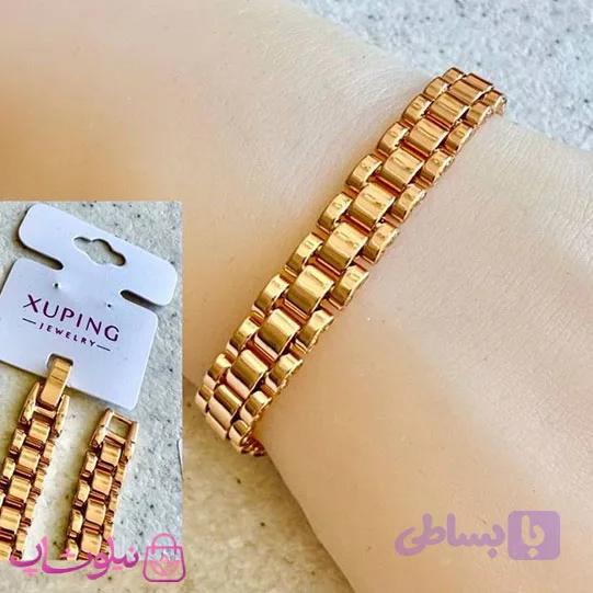 دستبند ژوپینگ طرح رولکس طلایی رنگ طول 19 سانت کد 1099