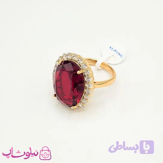 انگشتر زنانه ژوپینگ با نگین قرمز درشت کد 2991 — تصویر 1