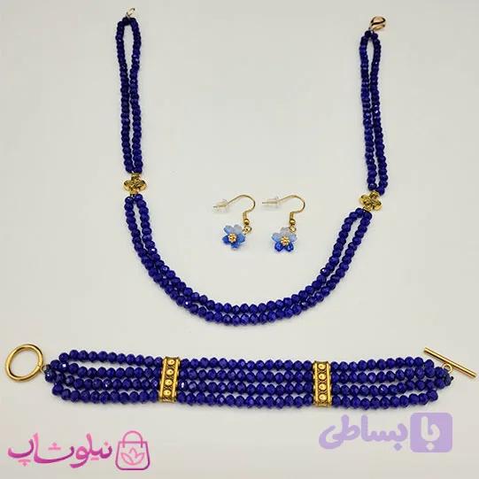 سرویس زنانه دستساز برند N&SH مدل کریستال و گل آبی کد 400 — تصویر 1
