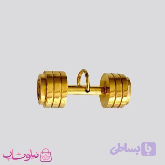 گردنبند اسپرت مدل دمبل ورزشی طلایی استیل (اندازه پلاک درشت) کد 250 — تصویر 1