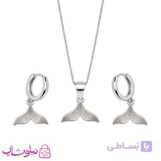 نیم ست زنانه نقره ظریف وارداتی عیار 925 مدل دم وال دورو وزن 4 گرم کد 4400 — تصویر 1