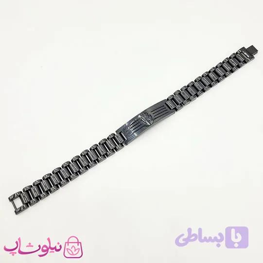 دستبند مردانه استیل رولکس مشکی کد 268 — تصویر 1