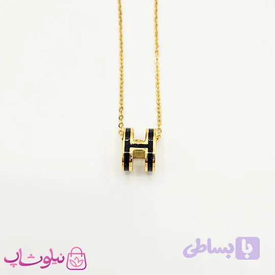 گردنبند دخترانه هرمس مشکی کد 1091 — تصویر 1