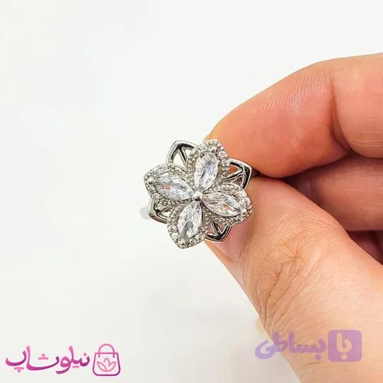 انگشتر دخترانه اسپینری (چرخان) مدل گل نگیندار کد 788 — تصویر 1