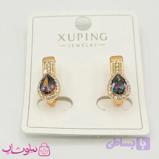 گوشواره ژوپینگ نگیندار با کریستال سواروسکی کد 1101-1 — تصویر 1