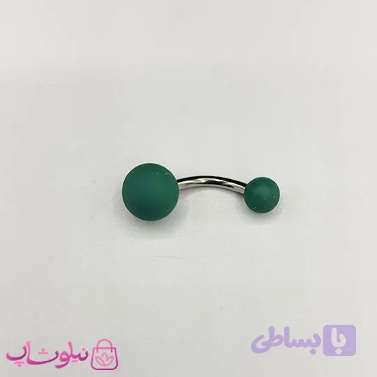 پیرسینگ ناف استیل رنگی مدل سبز کد ۵۲