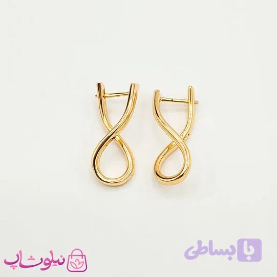 گوشواره زنانه ژوپینگ طلایی طرح منحنی کد 3291 — تصویر 1