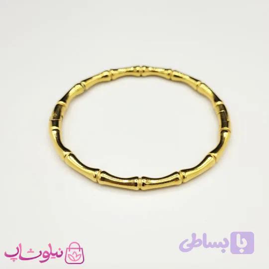دستبند زنانه استیل مدل بامبو (استخوانی) طلایی قطر 60 میل کد 230