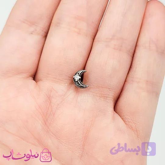 پیرسینگ گوش استیل مدل ماه سیاه قلم کد 100 — تصویر 1