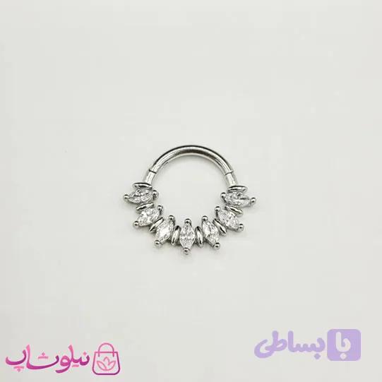 پیرسینگ دیث گوش یا سپتوم بینی مدل نگینهای سفید اشکی کد 399