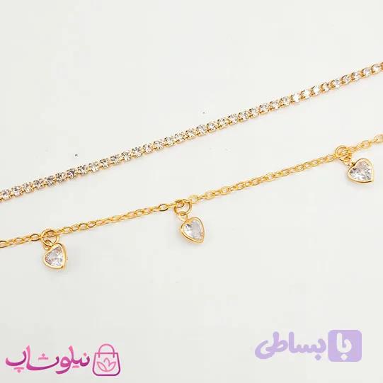 پابند دخترانه YSX مدل تنیسی با آویزهای قلب سفید کد 1196 — تصویر 1