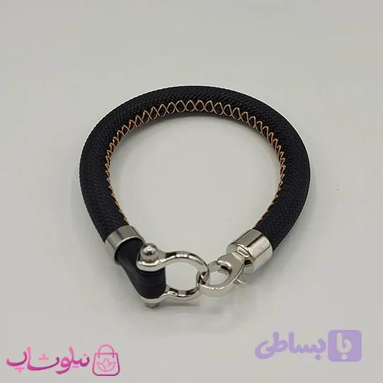 دستبند امگا رابر مشکی مردانه سایز لارج کیفیت مستر با دوخت نارنجی (طراحی جدید) کد 1550 — تصویر 1