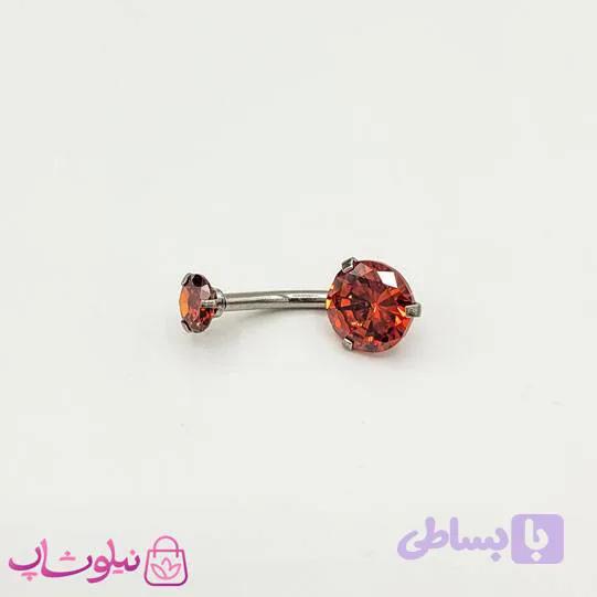 پیرسینگ ناف با نگین قرمز کد 691