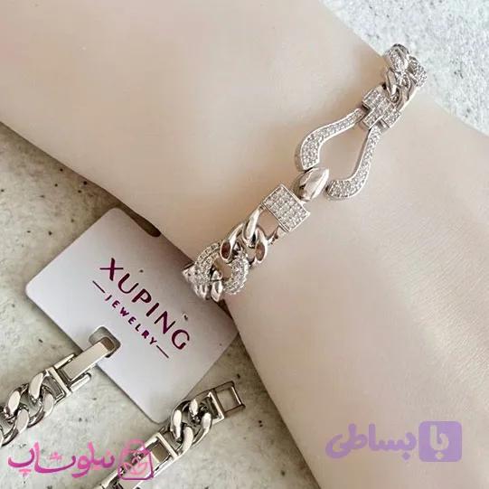 دستبند زنانه ژوپینگ نقره ای رنگ مدل فرد Fred نگیندار کد 899