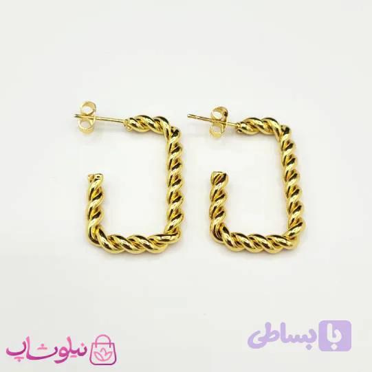 گوشواره زنانه طرحدار مدل مستطیل کد 991