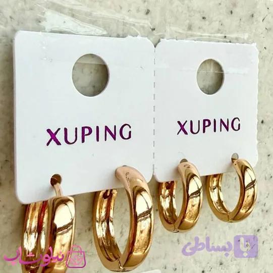 پک گوشواره ژوپینگ مدل حلقه ای طلایی (2 جفت) کد 4591 — تصویر 1